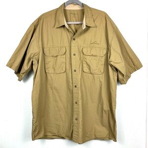 Eddie Bauer 100% Cotton Men’s Ripstop Khaki Short Sleeve Camp Shirt, Size XL